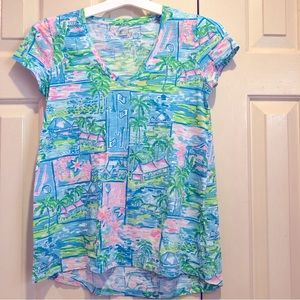Lilly Pulitzer Etta Honda Classic PGA Golf V-Neck Short Sleeve Shirt XXS